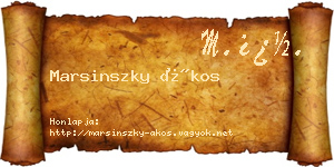 Marsinszky Ákos névjegykártya